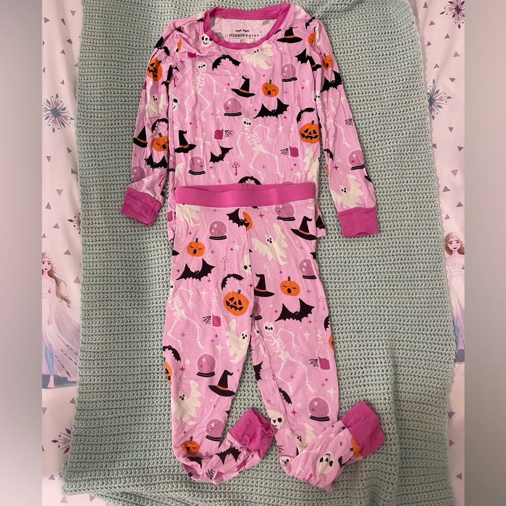Little Sleepies Pink Halloween Pajama Set Size 3T